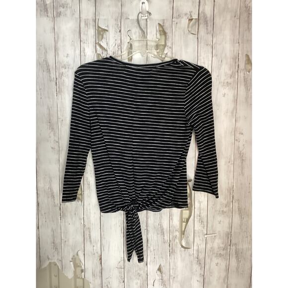 NWT Code x Mode - Black & white striped stretch knit tie back top, XS - Picture 2 of 2